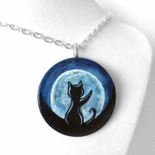 Load image into Gallery viewer, Black Cat Full Moon - Wood Art, Magnet, or Necklace
