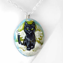Load image into Gallery viewer, Black Cat Angel - Rock Art, Magnet, or Necklace
