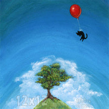 Load image into Gallery viewer, Balloon Black Cat Hill - Art Print

