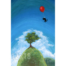 Load image into Gallery viewer, Balloon Black Cat Hill - Art Print
