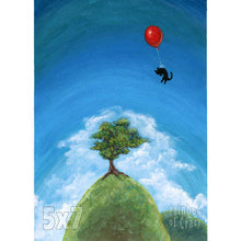 Load image into Gallery viewer, Balloon Black Cat Hill - Art Print
