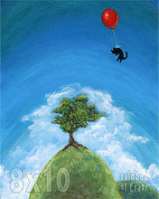 Load image into Gallery viewer, Balloon Black Cat Hill - Art Print
