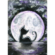 Load image into Gallery viewer, Black Cat Full Moon - Art Print
