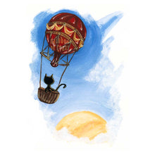 Load image into Gallery viewer, Black Cat Hot Air Balloon - Art Print
