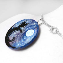 Load image into Gallery viewer, Black Cat, Hi Moon - Wood Art, Magnet, or Necklace
