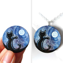 Load image into Gallery viewer, Black Cat, Hi Moon - Wood Art, Magnet, or Necklace
