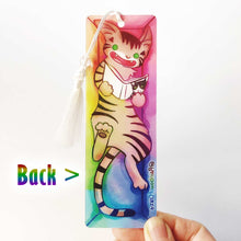 Load image into Gallery viewer, The back of the cat bookmark, the image mirrored from the front side.

