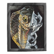 Load image into Gallery viewer, an illustration featuring a cobra, with one half revealing its snake skeleton
