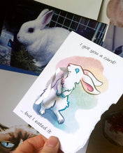 Load image into Gallery viewer, Hungry White Rabbit Greeting Card - Funny Torn Paper Card
