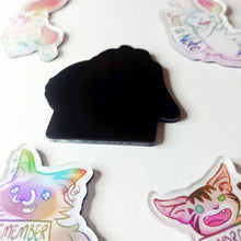 Load image into Gallery viewer, The back of the mini lop rabbit magnet, showing a full rubber magnet backing.
