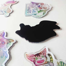 Load image into Gallery viewer, The back of the rabbit magnet, showing a full rubber magnet backing.
