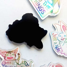 Load image into Gallery viewer, The back of the cat magnet, showing a full rubber magnet backing.
