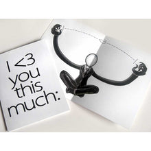 Load image into Gallery viewer, a greeting card with outside text: "I <3 you this much:" / Inside features an illustration of Slender Man sitting cross-legged, arms out stretched
