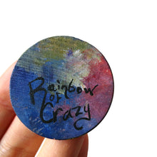Load image into Gallery viewer, The back of the rainbow corgi portrait, signed with, "Rainbow of Crazy"
