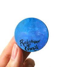 Load image into Gallery viewer, the back of the guinea pig portrait necklace, signed with "rainbow of crazy"

