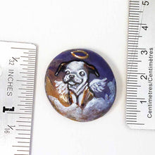 Load image into Gallery viewer, small rock art featuring a painting of an english bulldog painted as an angel in the clouds. available as a keepsake or necklacesmall rock art featuring a painting of an english bulldog painted as an angel in the clouds. available as a keepsake or necklace
