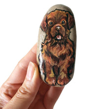 Load image into Gallery viewer, a beach stone painted with a brown Newfoundland dog
