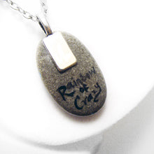 Load image into Gallery viewer, the back of the white rat angle necklace, which is signed with "rainbow of crazy"
